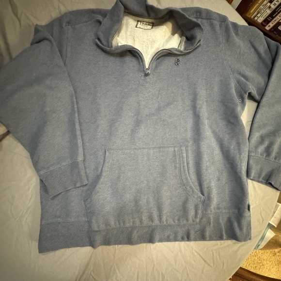 Blue Cotton Quarter-Zip Sweatshirt w/ Kangaroo Pockets & Vent Holes. XL. - Picture 7 of 7